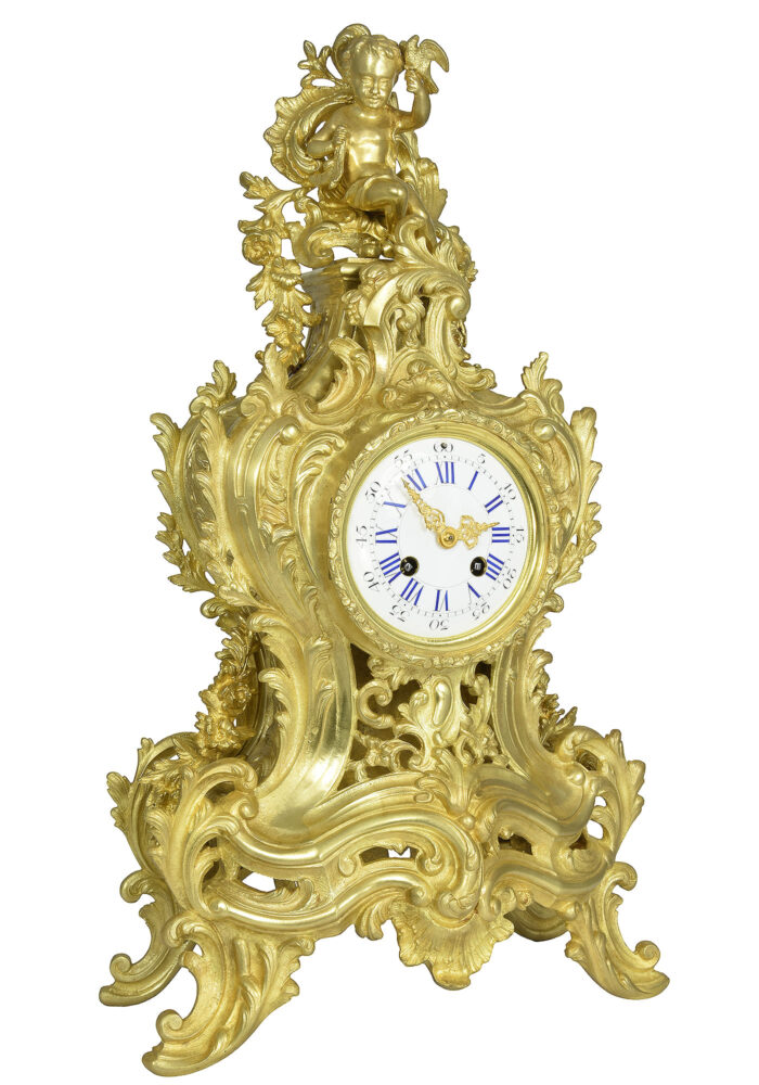 Pendule cartel style Louis XV en bronze doré Napoléon III – Image 4