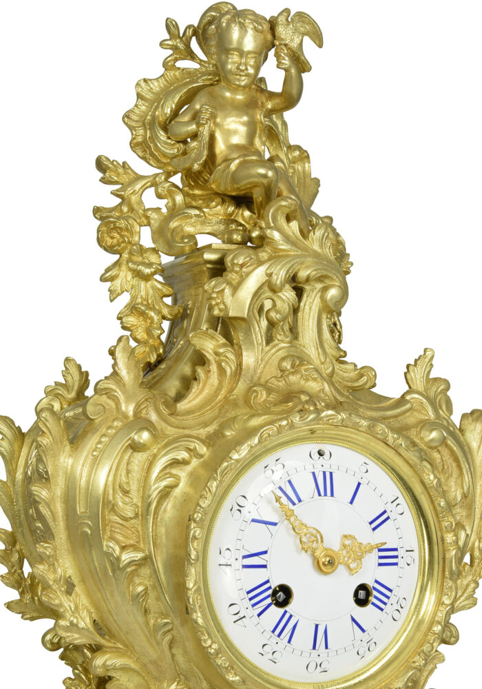 Pendule cartel style Louis XV en bronze doré Napoléon III – Image 5