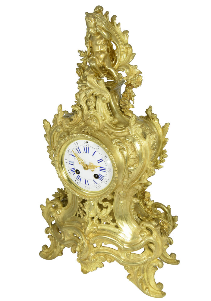 Pendule cartel style Louis XV en bronze doré Napoléon III – Image 3