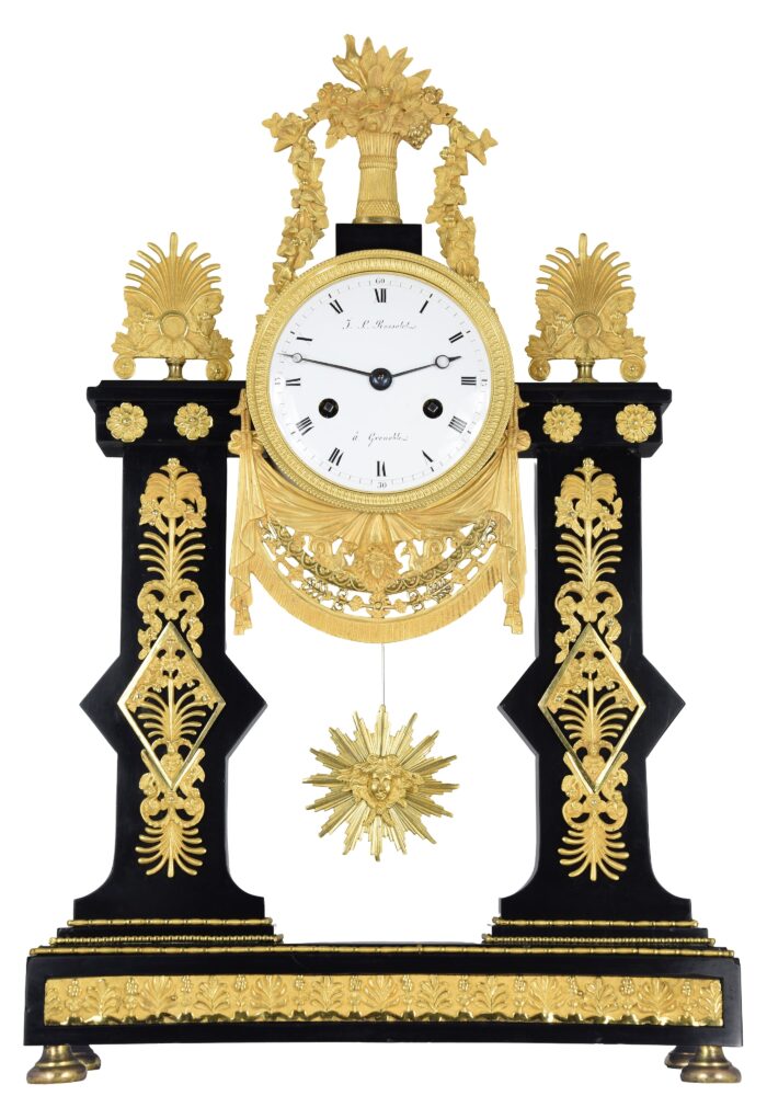 Pendule portique Empire Horloger : ROSSELET 1815