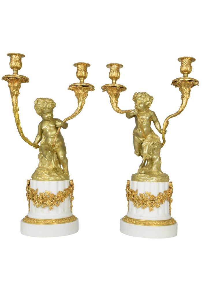 Grande paire de candélabres petits Bacchus XIXème - Image 3
