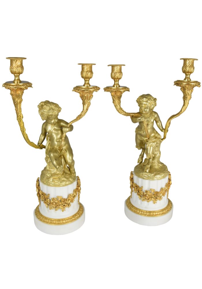 Grande paire de candélabres petits Bacchus XIXème - Image 4