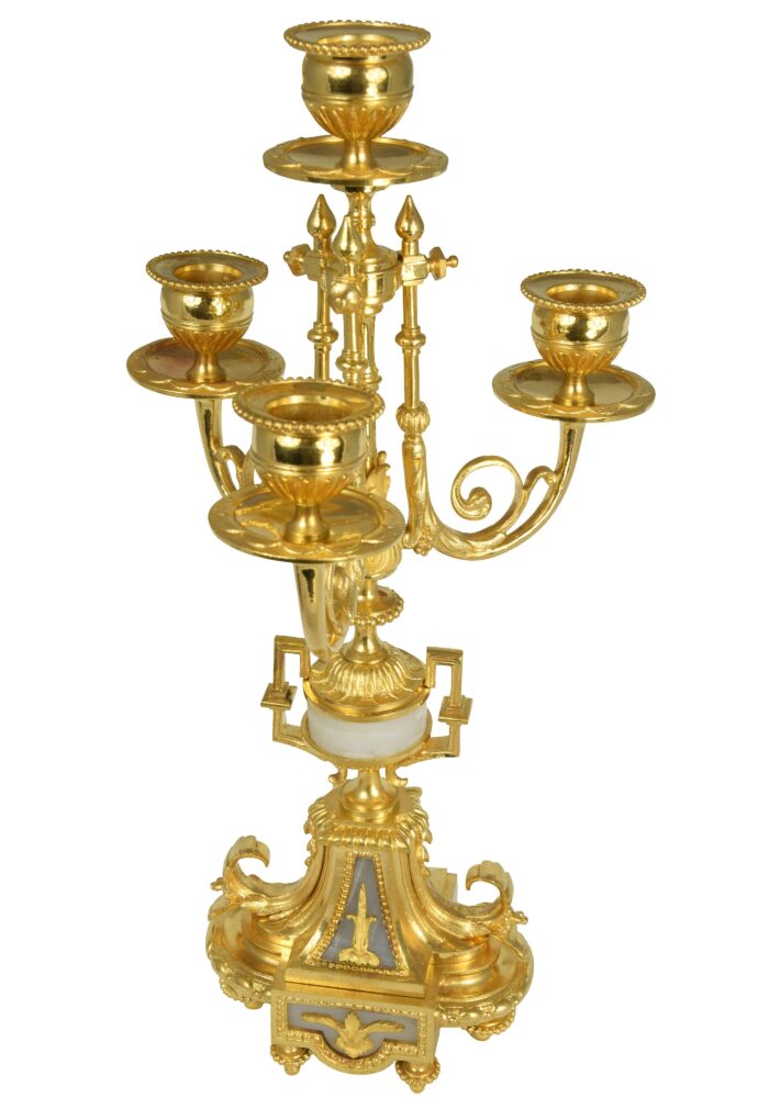 Paire de chandeliers bronze et onyx Napoléon III – Image 4
