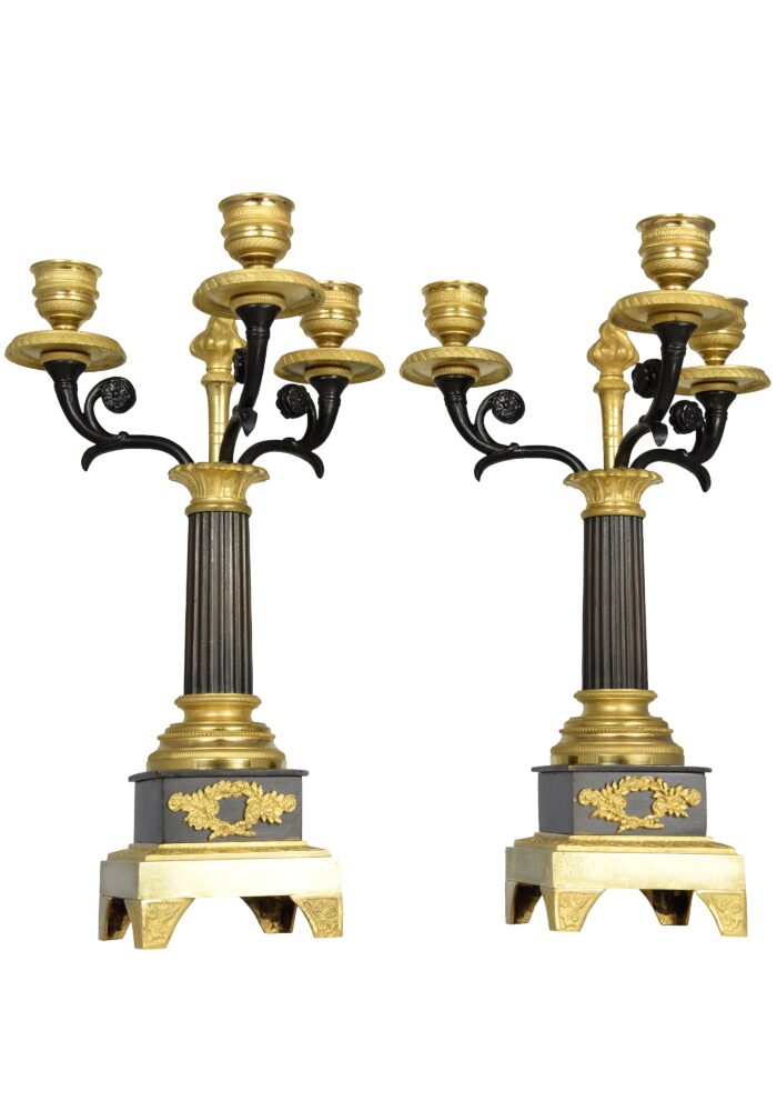 Paire de chandeliers époque Restauration 1820