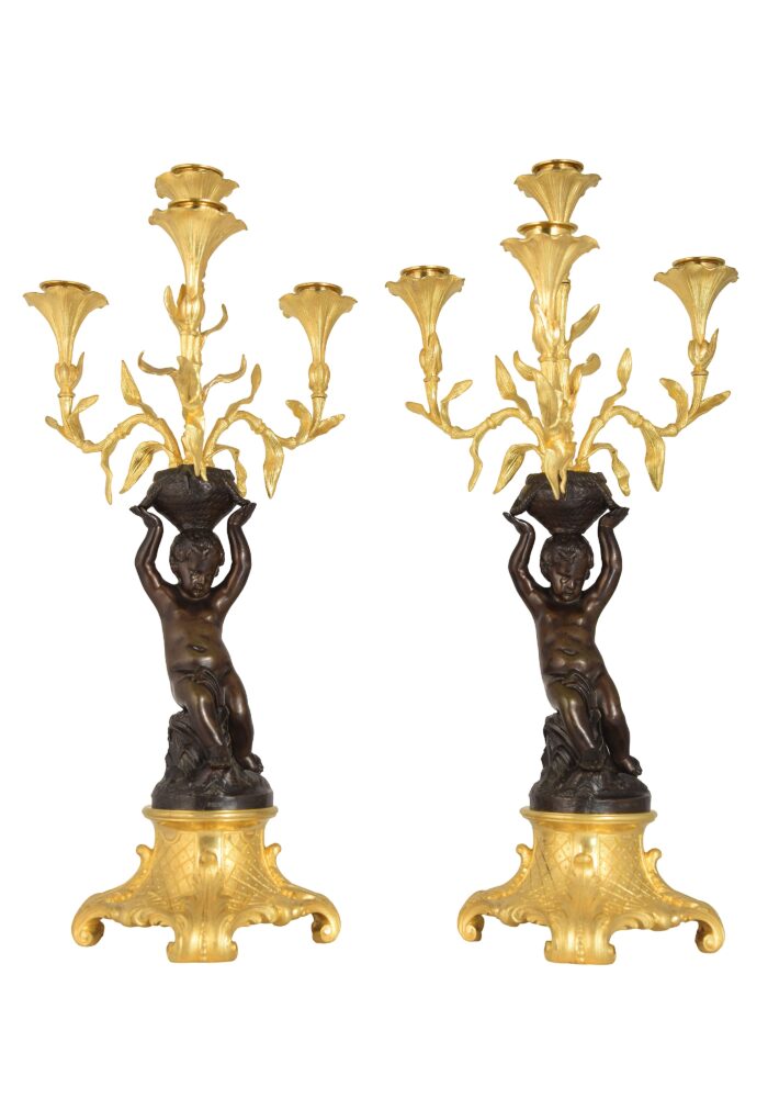 Paire de chandeliers Sculpteur : Alfred DAUBRÉE – Image 3