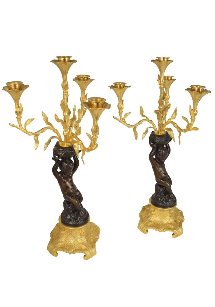 Paire de chandeliers Sculpteur : Alfred DAUBRÉE – Image 4