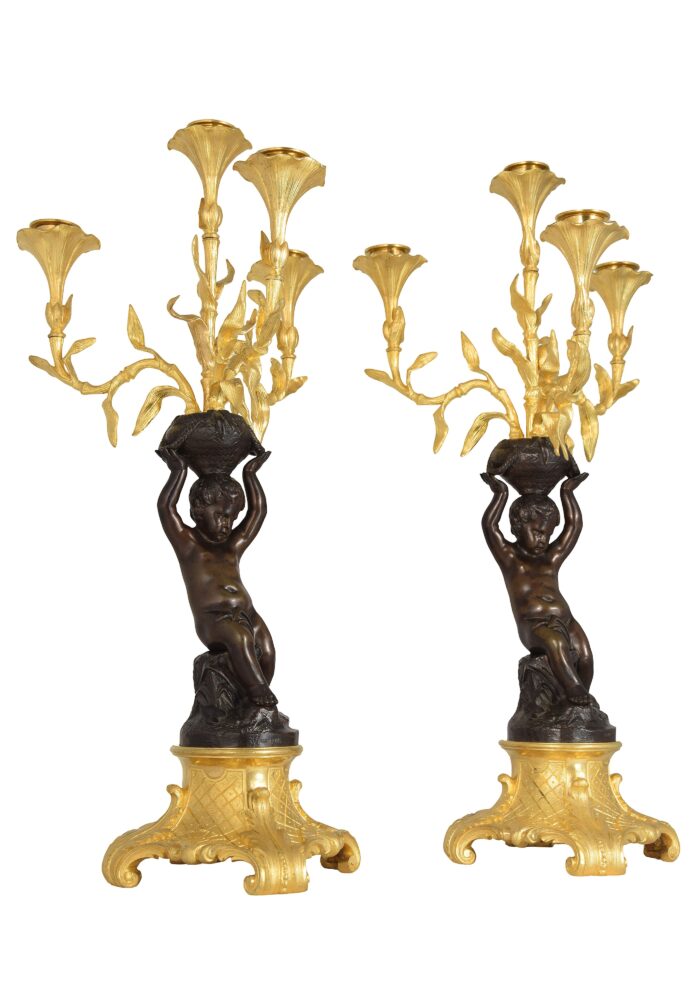 Paire de chandeliers Sculpteur : Alfred DAUBRÉE