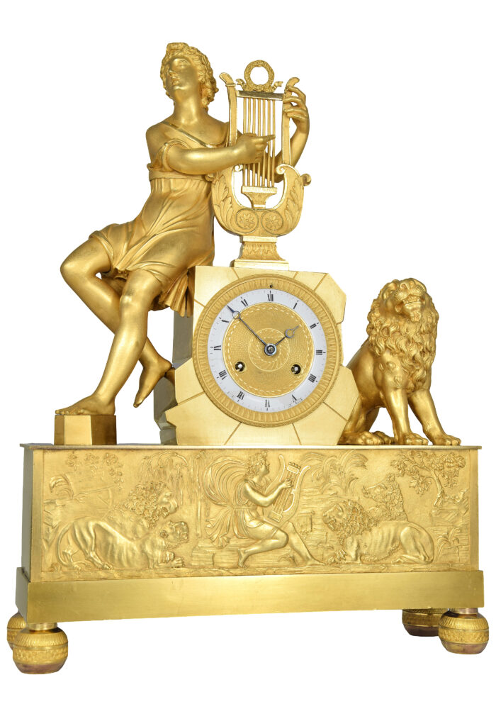 Pendule "Orphée charmant les bêtes sauvages" mythologique