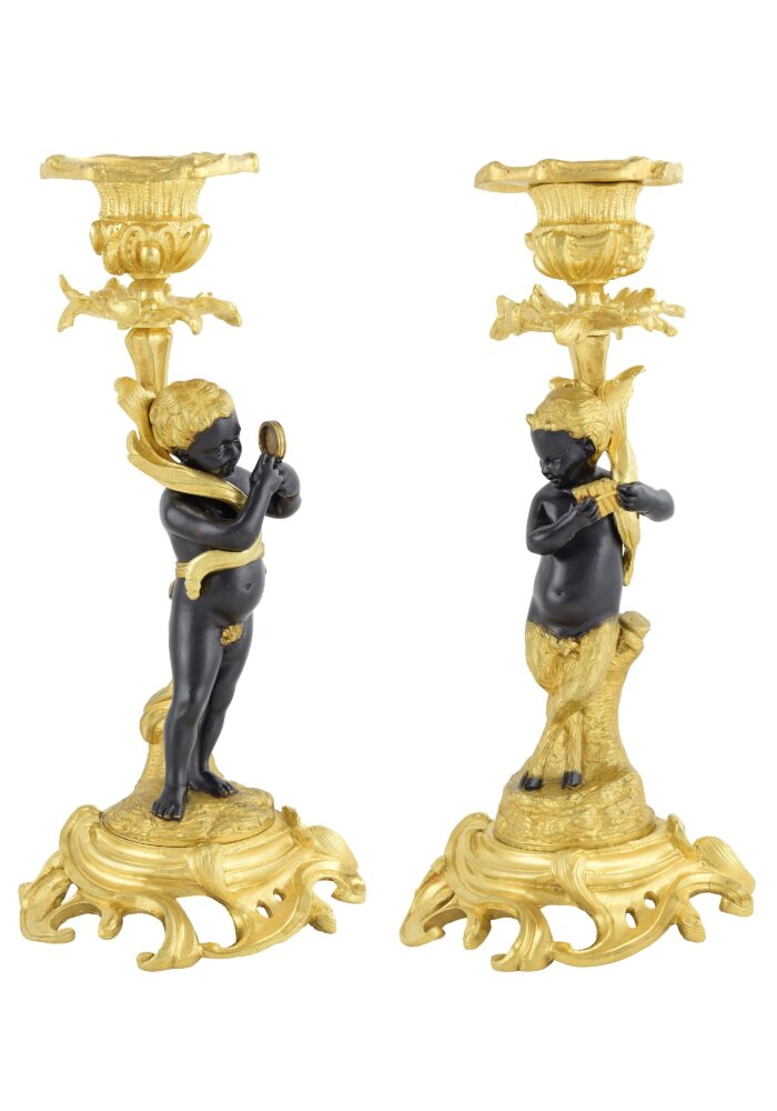 Bougeoirs Nymphe et Faune Louis XV Napoléon III 1860 – Image 3