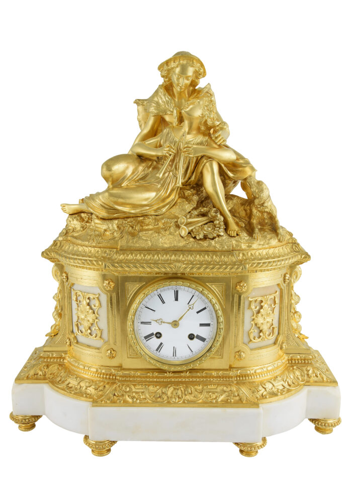 Pendule "Pâris le berger" bronze doré au mercure 1850