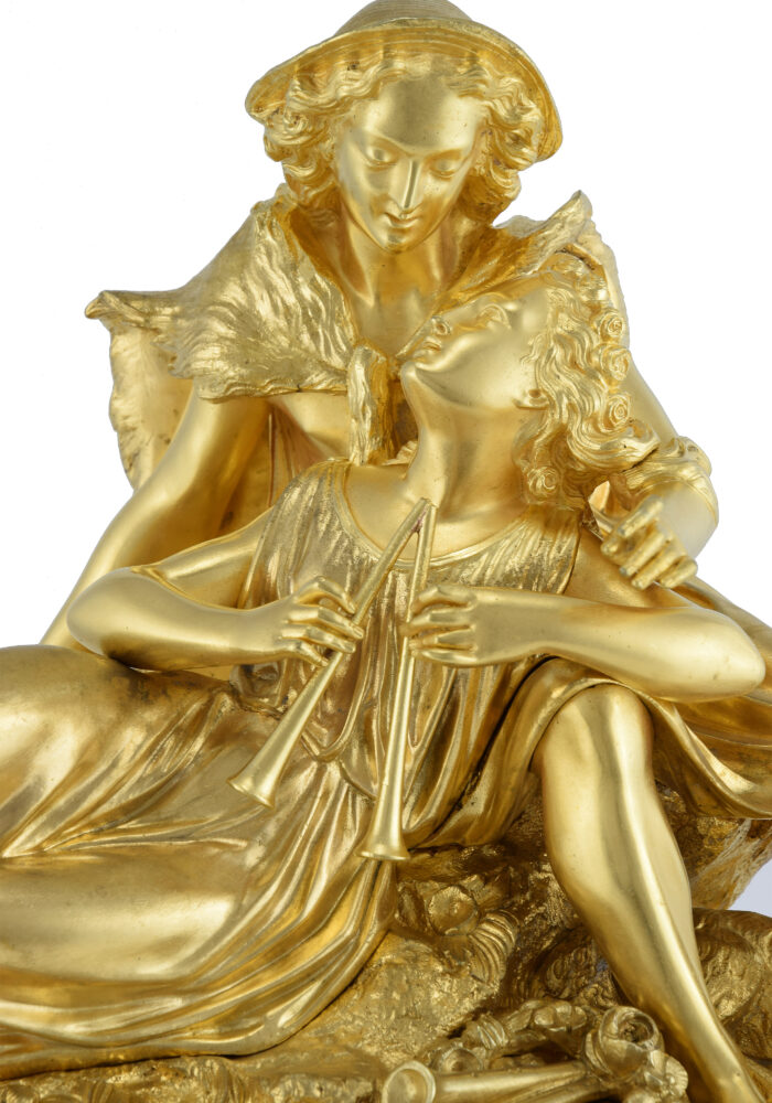Pendule "Pâris le berger" bronze doré au mercure 1850 - Image 7