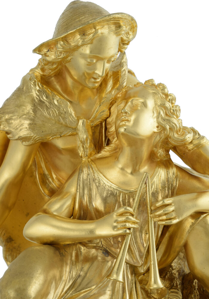 Pendule "Pâris le berger" bronze doré au mercure 1850 - Image 6