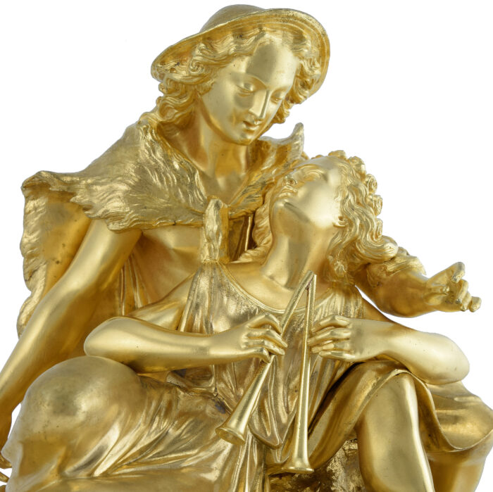 Pendule "Pâris le berger" bronze doré au mercure 1850 - Image 5