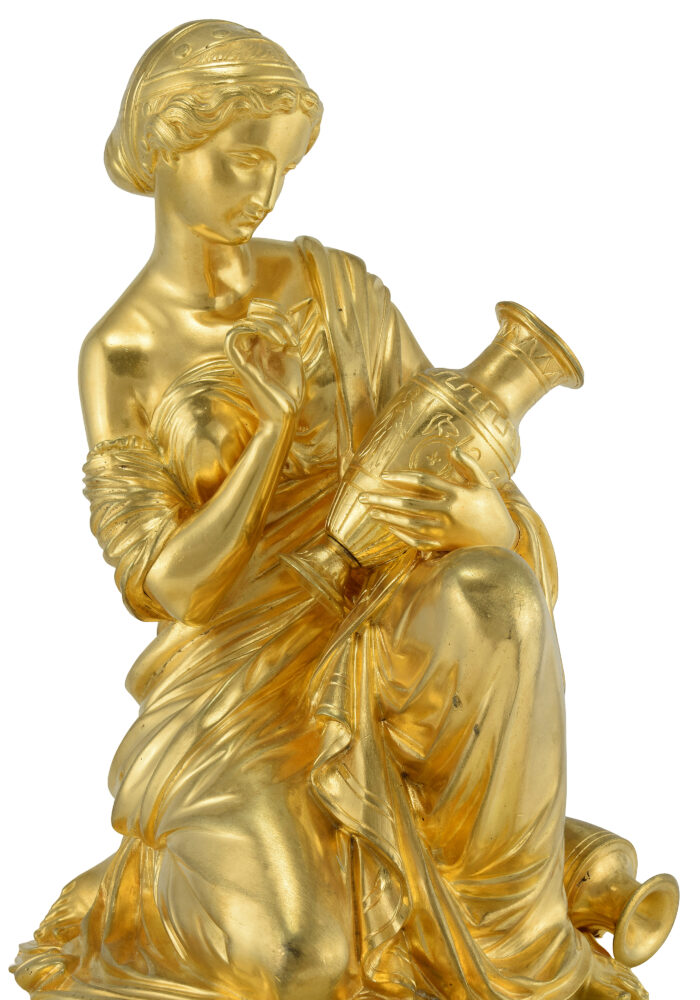 Pendule "Allegories des Arts" bronze doré et onyx - Image 10