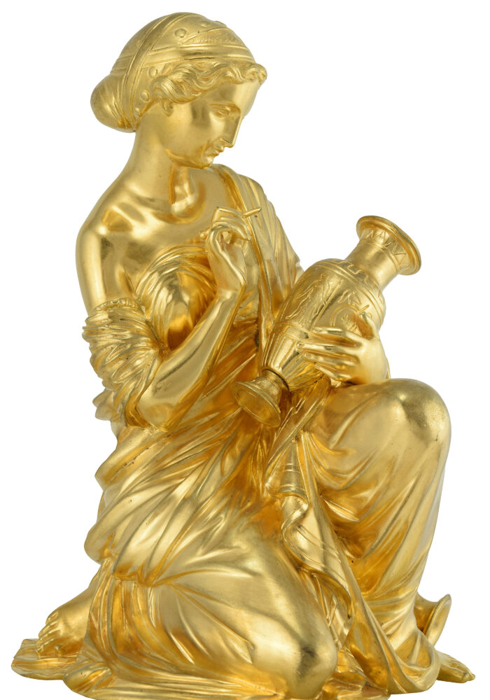 Pendule "Allegories des Arts" bronze doré et onyx - Image 7