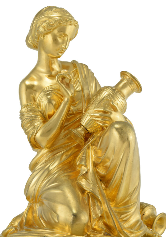 Pendule "Allegories des Arts" bronze doré et onyx - Image 6