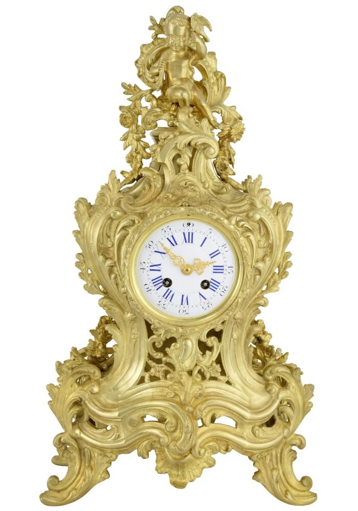 Pendule cartel style Louis XV en bronze doré Napoléon III