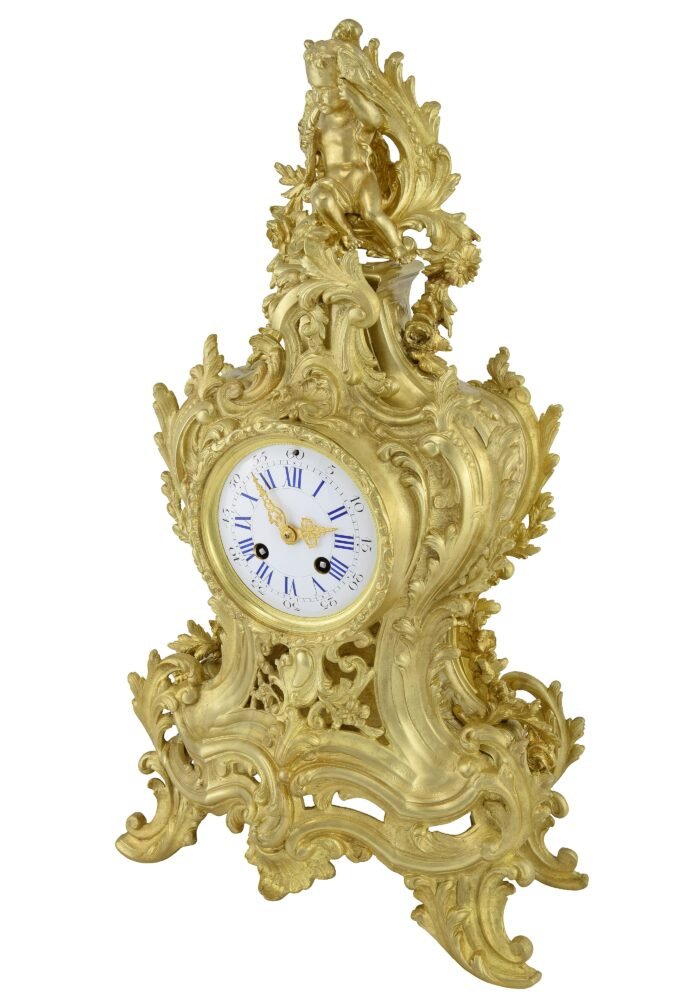Pendule cartel style Louis XV en bronze doré Napoléon III – Image 3