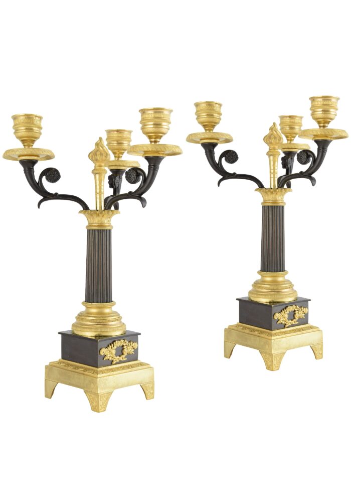 Paire de chandeliers époque Restauration 1820