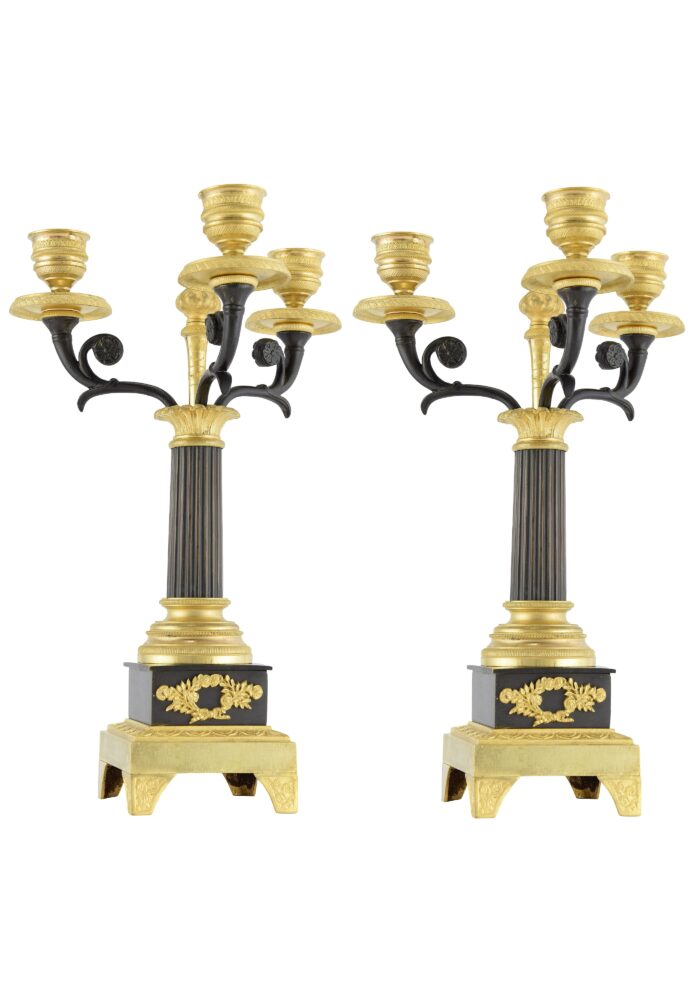 Paire de chandeliers époque Restauration 1820 – Bild 3