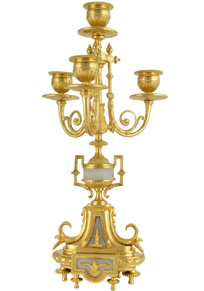 Paire de chandeliers bronze et onyx Napoléon III - Image 7