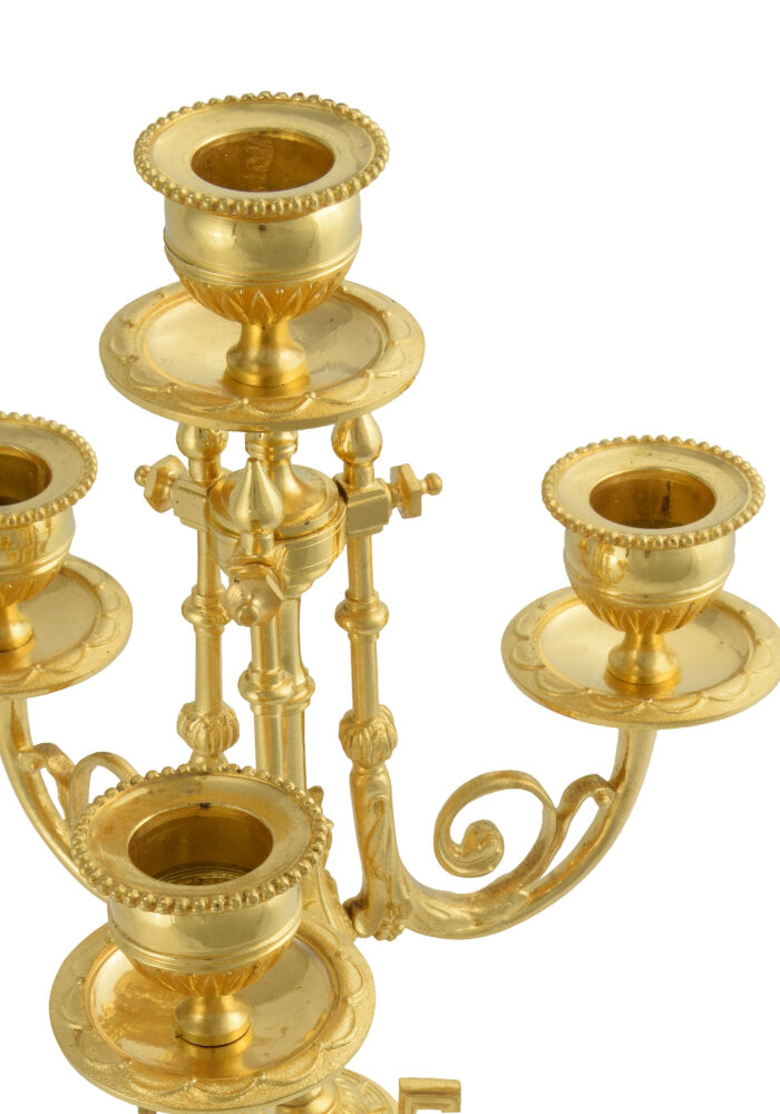 Paire de chandeliers bronze et onyx Napoléon III - Image 5