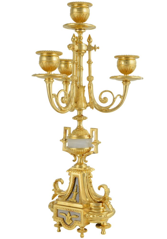 Paire de chandeliers bronze et onyx Napoléon III - Image 4