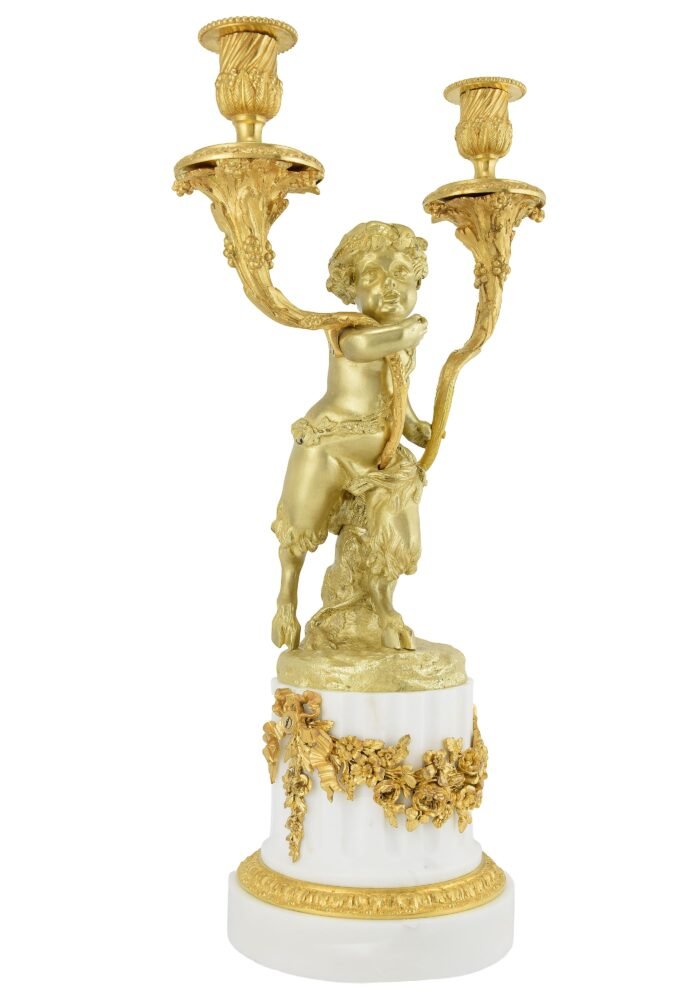Grande paire de candélabres petits Bacchus XIXème – Image 9