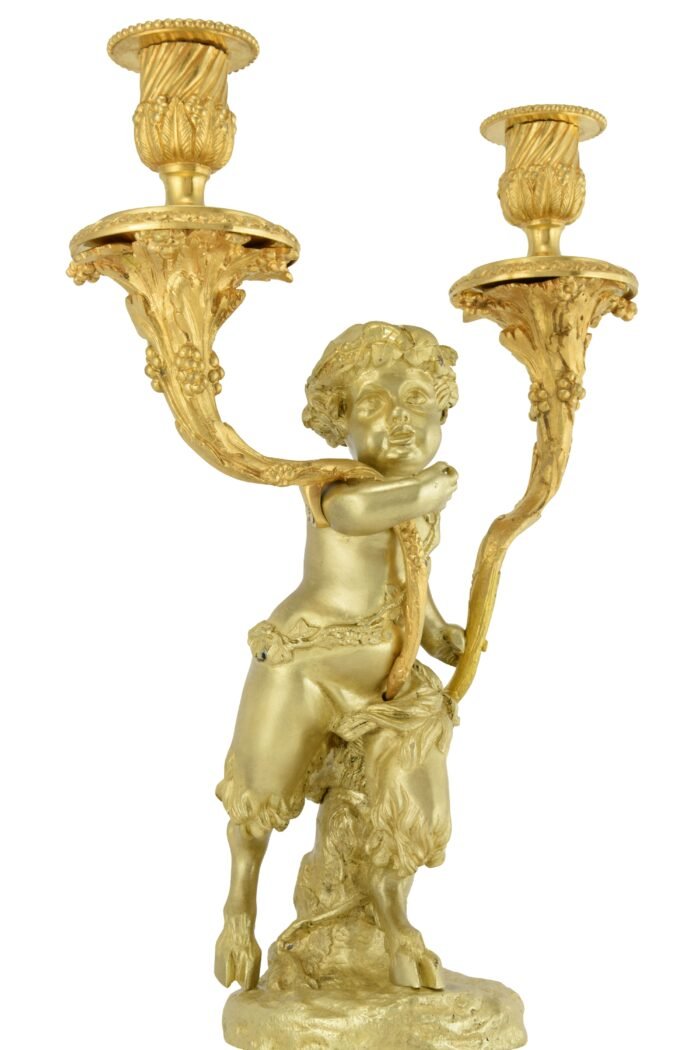 Grande paire de candélabres petits Bacchus XIXème – Image 4