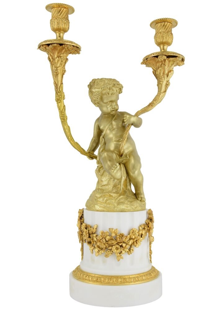Grande paire de candélabres petits Bacchus XIXème – Image 7