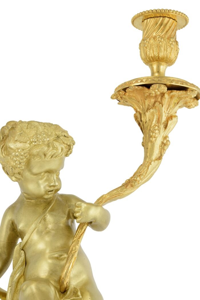 Grande paire de candélabres petits Bacchus XIXème – Image 6