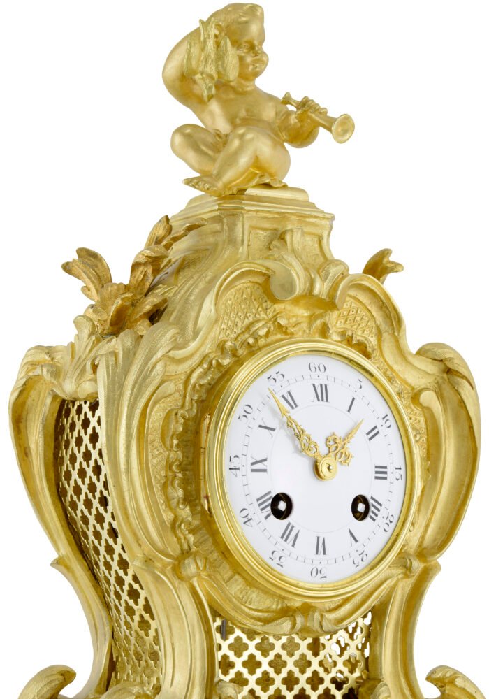 Pendule au chérubin en bronze doré style Louis XV – Bild 5