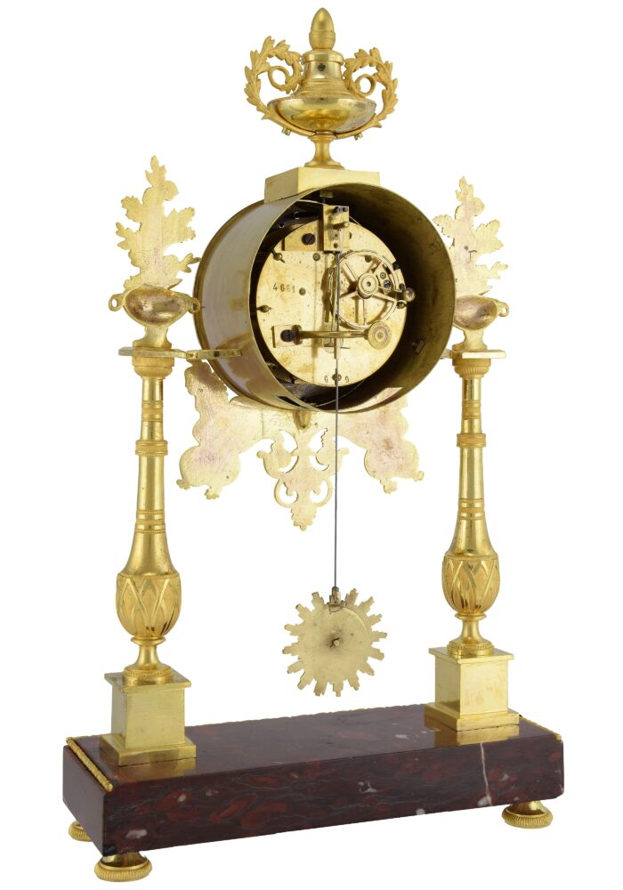 Pendule portique en bronze doré au mercure et marbre - Image 9