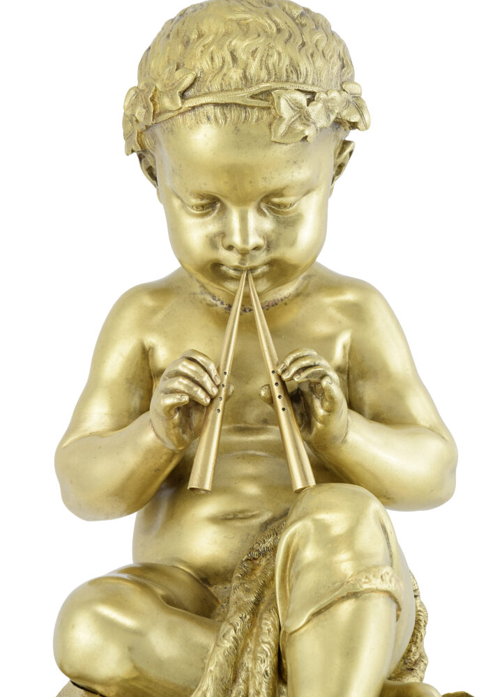 Sculpture en bronze sur marbre "Enfant musicien" XIXème – Bild 7