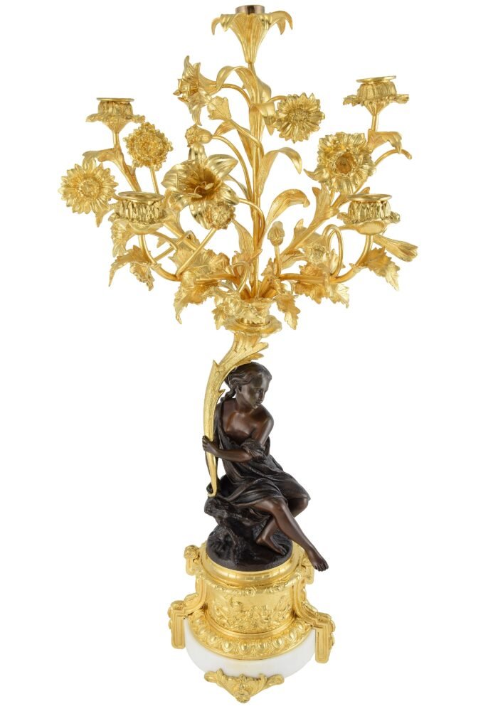 Paire de candélabres à bouquet fleuri XIXème - Image 3