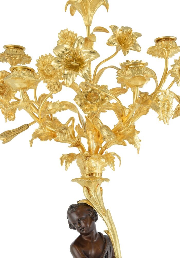 Paire de candélabres à bouquet fleuri XIXème - Image 7