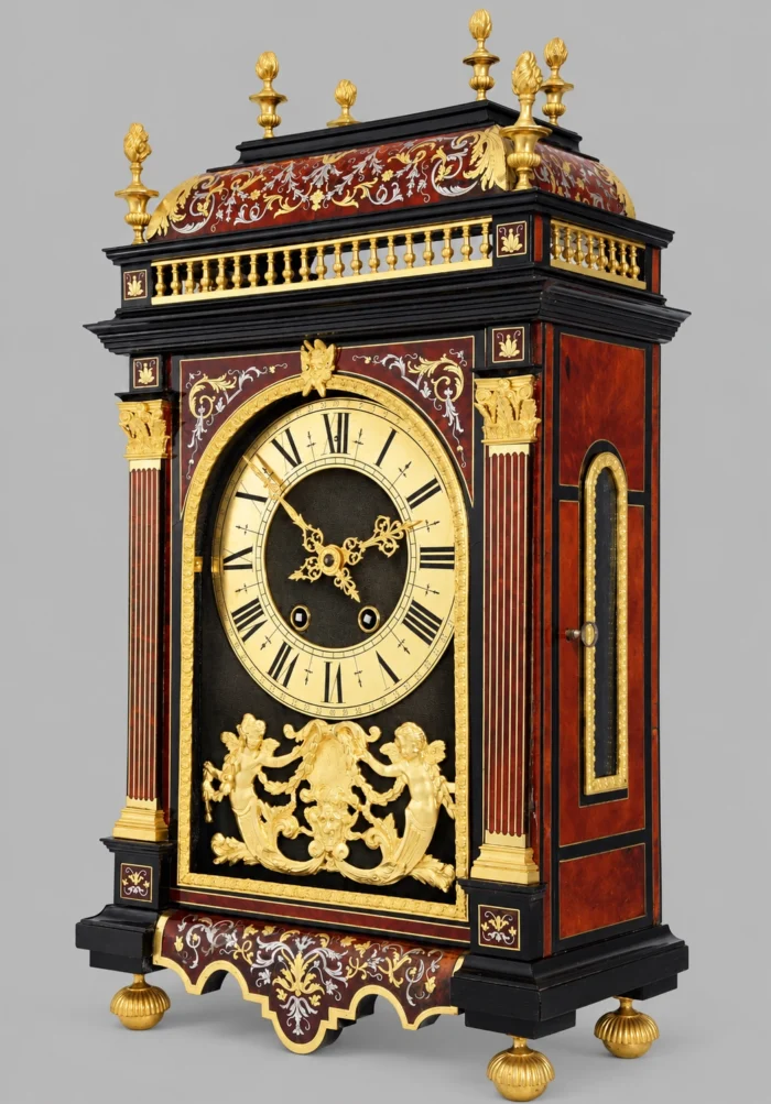 Pendule religieuse style Louis XIV marqueterie Boulle écailles