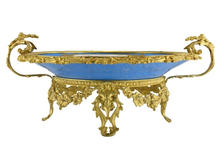 XL assiette en porcelaine, monture en bronze doré XIXème – Image 12