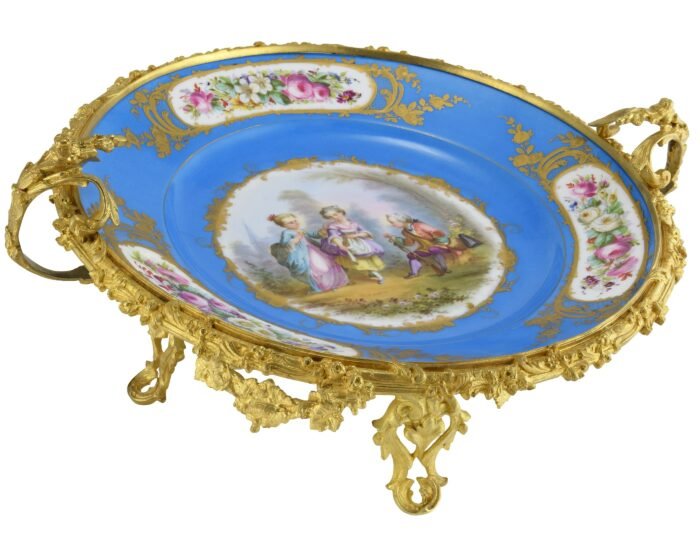 XL assiette en porcelaine, monture en bronze doré XIXème – Image 11