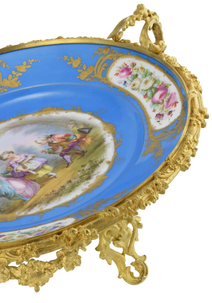 XL assiette en porcelaine, monture en bronze doré XIXème – Image 10