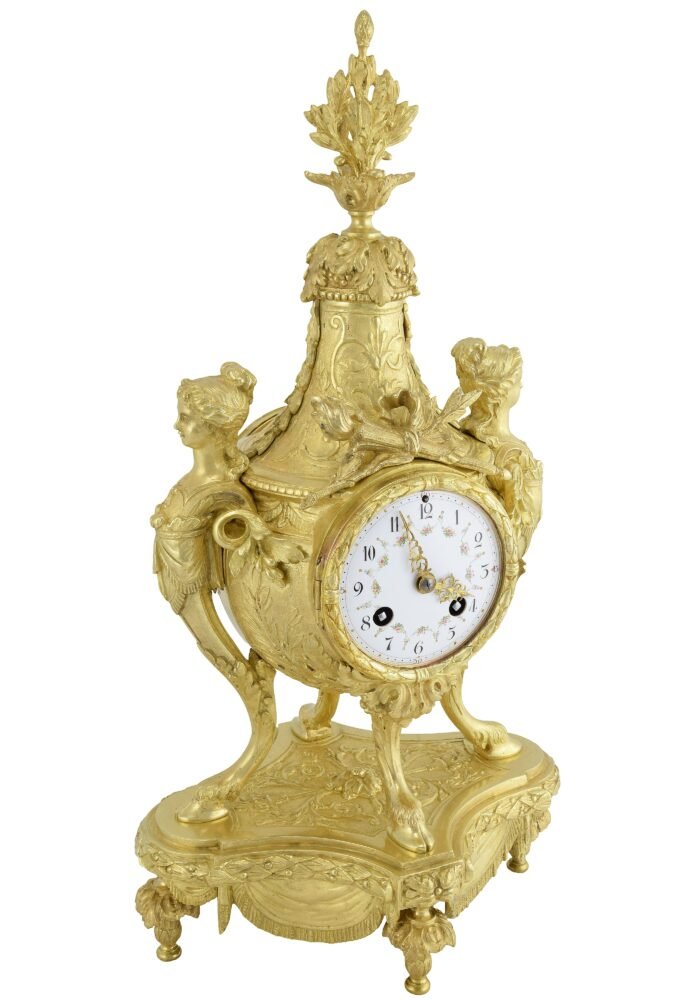 Pendule et chandeliers "cariatide" Horloger: Mougin – Image 7