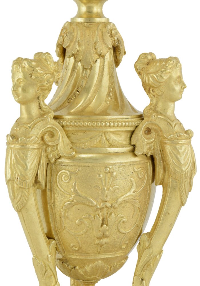 Pendule et chandeliers "cariatide" Horloger: Mougin – Image 14