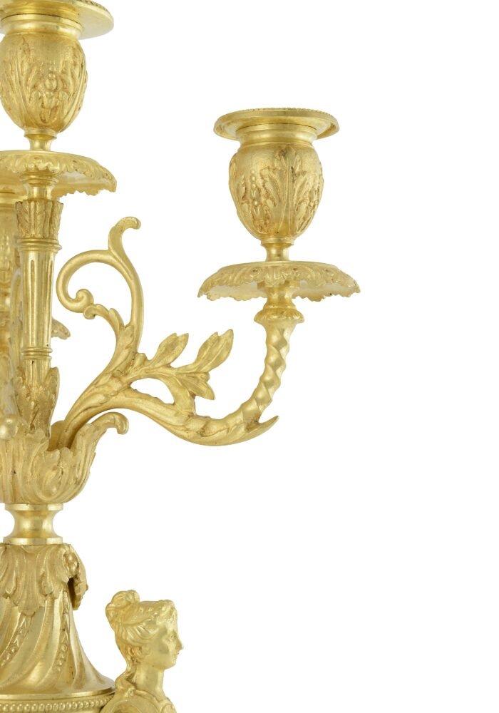 Pendule et chandeliers "cariatide" Horloger: Mougin – Image 11