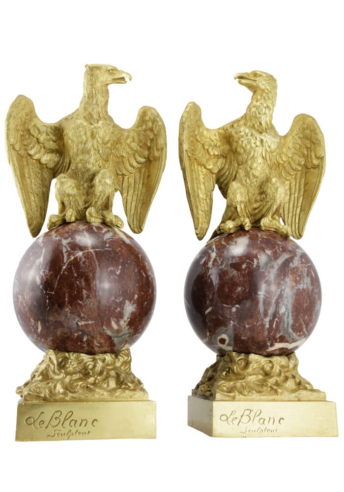 Paire d'aigles impériaux signée D. Campagne / LeBlanc