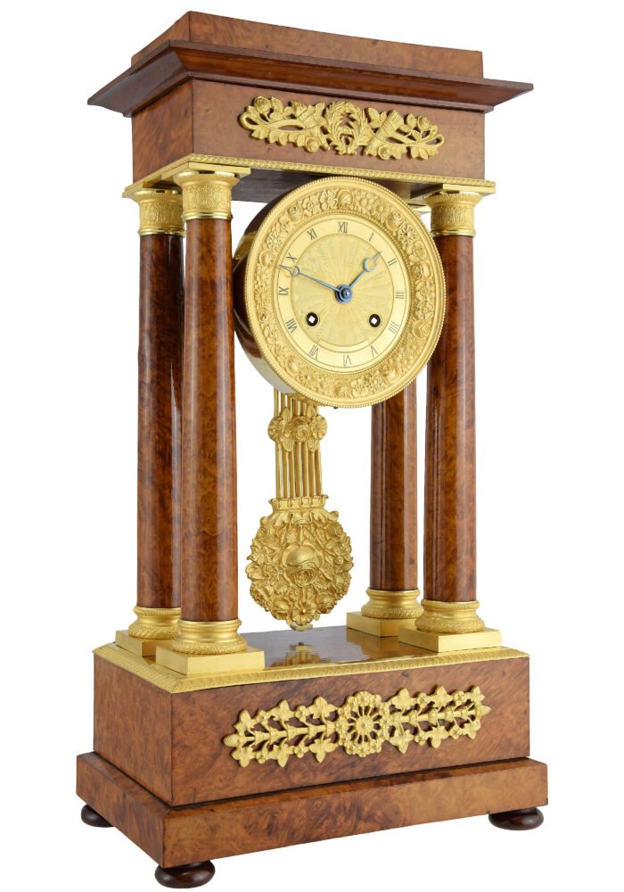Pendule portique bois de loupe Charles X 1840 – Image 3
