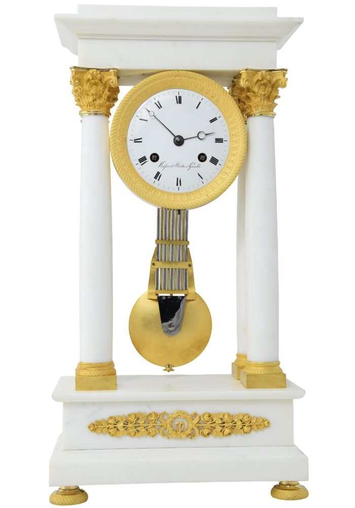 Portique marbre de carrare et bronze doré au mercure - Image 3