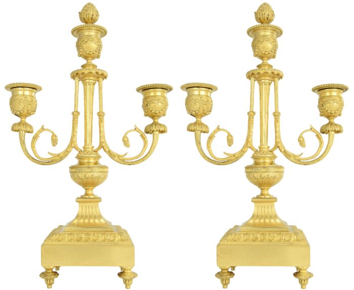 Paire de chandeliers style Empire XIXème – Image 5