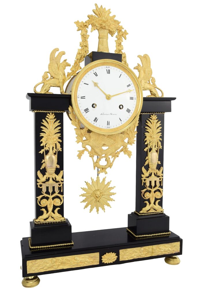 Pendule portique Empire Horloger : HUNZIKER 1805