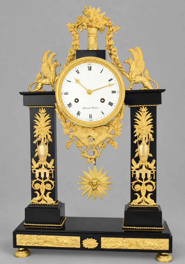 Pendule portique Empire Horloger : HUNZIKER 1805