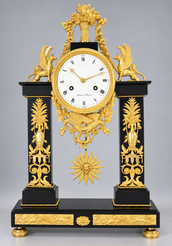 Pendule portique Empire Horloger : HUNZIKER 1805